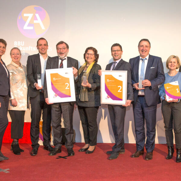 BBU Genossenschaftstage Preisverleihung 2018, für die WBG Herr Wessel und Frau Knospe von der Förderschule